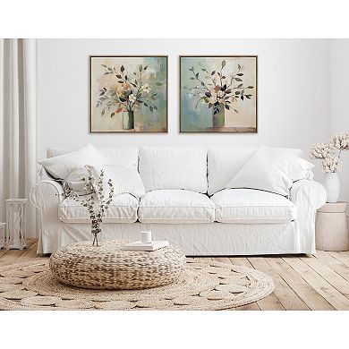 Sylvie Traditional Boho Floral Botanical I Framed Canvas by The Creative Bunch Studio