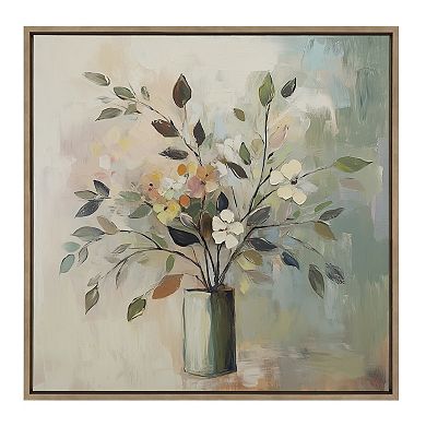 Sylvie Traditional Boho Floral Botanical I Framed Canvas by The Creative Bunch Studio