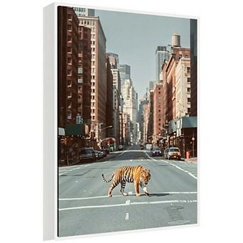 Sylvie Urban Tiger in the City Framed Canvas by Michael Schauer