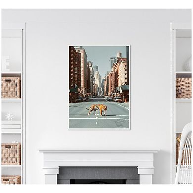 Sylvie Urban Tiger in the City Framed Canvas by Michael Schauer