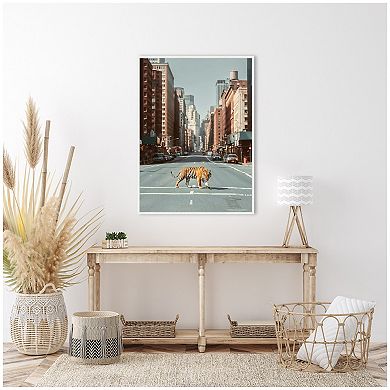 Sylvie Urban Tiger in the City Framed Canvas by Michael Schauer