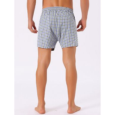 2 Pieces Men's Casual Elastic Waistband Plaid Pattern Boxer Shorts Set