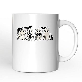 Ghosts and Cats Spooky Mug, Whimsical Halloween Gift