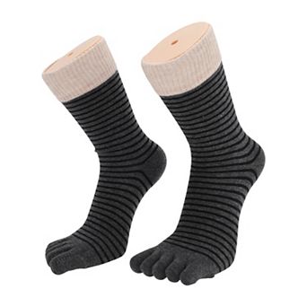 Soft Five Toe Socks Contrast Color Cuff Strip Socks for Women 1 Pair One Size
