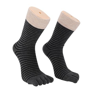 Soft Five Toe Socks Contrast Color Cuff Strip Socks for Women 1 Pair One Size
