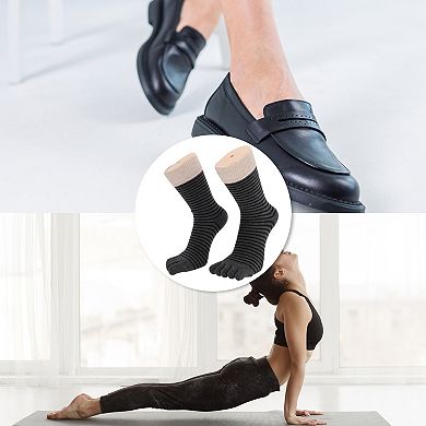 Soft Five Toe Socks Contrast Color Cuff Strip Socks for Women 1 Pair One Size