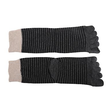 Soft Five Toe Socks Contrast Color Cuff Strip Socks for Women 1 Pair One Size