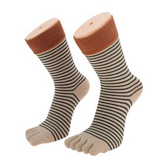 Soft Five Toe Socks Contrast Color Cuff Strip Socks for Women 1 Pair