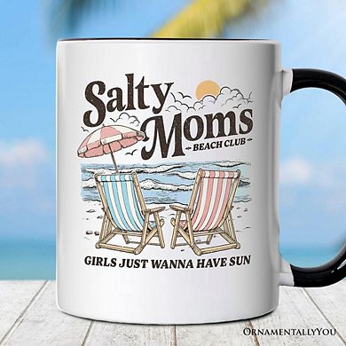 Salty Moms Beach Club Mug, Retro Summer Gift