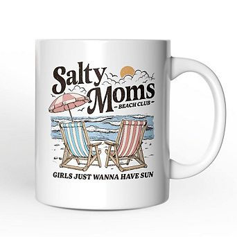 Salty Moms Beach Club Mug, Retro Summer Gift