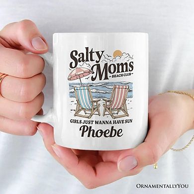 Salty Moms Beach Club Mug, Retro Summer Gift