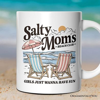 Salty Moms Beach Club Mug, Retro Summer Gift