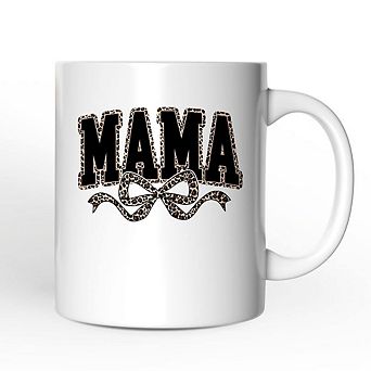 Coquette Leopard Mama Mug, Retro Bow Varsity Gift