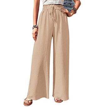 Palazzo Pants for Women Dressy Casual Drawstring High Waisted Wide Leg Pant Lightweight Trouser