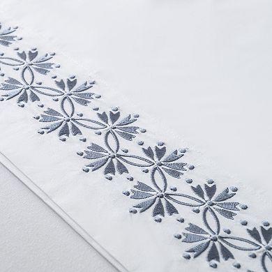 Resort Collection Floral Embroidered Cotton Pillowcases, 2 Pack, 20"x30"