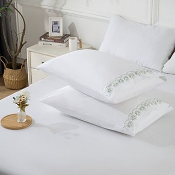 Resort Collection Floral Embroidered Cotton Pillowcases, 2 Pack, 20"x30"