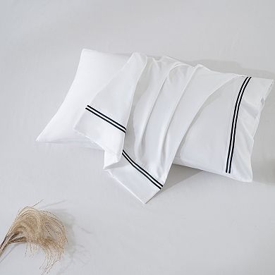2 Pack 400TC Cotton Sateen Pillowcases, Comfort with Hotel-Style Embroidery