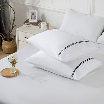2 Pack 400TC Cotton Sateen Pillowcases, Comfort with Hotel-Style Embroidery