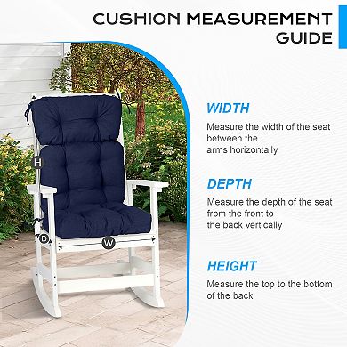 Aoodor Outdoor 45"x 22" x5" Tufted High Back Cushions Patio with Ties, Set of 2