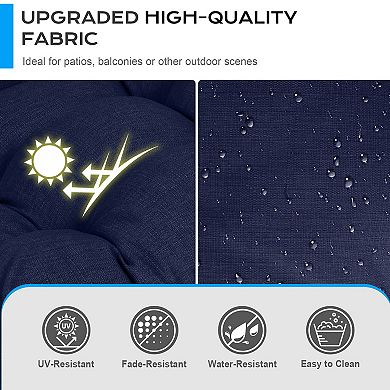 Aoodor Outdoor 45"x 22" x5" Tufted High Back Cushions Patio with Ties, Set of 2