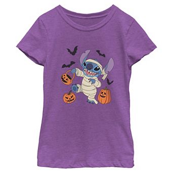 Girls' Disney Stitch Trick Or Treating Short Sleeve Graphic Tee
