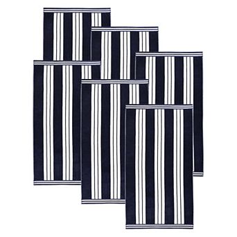 SUPERIOR 6 pc Cabana Striped Cotton Beach Towel Set