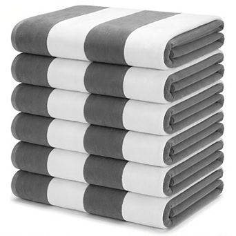 SUPERIOR 6 pc Cabana Striped Chaise Lounge Chair Cover Towel Set
