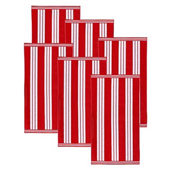 SUPERIOR 6 pc Cabana Striped Cotton Beach Towel Set