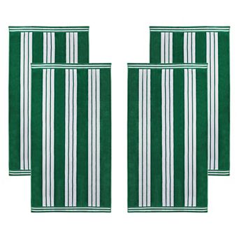 SUPERIOR 4 pc Cabana Striped Cotton Beach Towel Set
