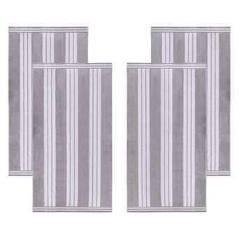 SUPERIOR 4 pc Cabana Striped Cotton Beach Towel Set