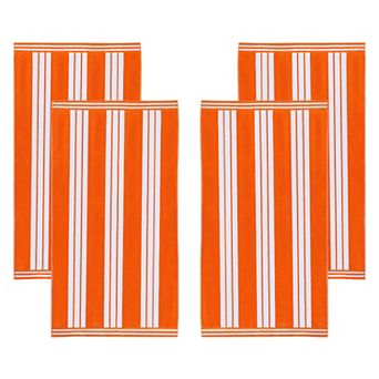 SUPERIOR 4 pc Cabana Striped Cotton Beach Towel Set