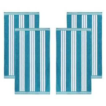 SUPERIOR 4 pc Cabana Striped Cotton Beach Towel Set