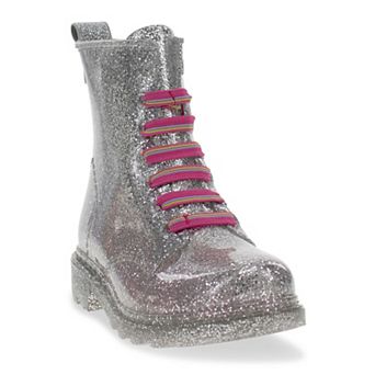 Western Chief Glitter Girls' Lace-Up Ankle Combat Rain Boots