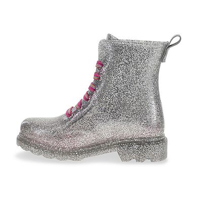 Western Chief Glitter Girls' Lace-Up Ankle Combat Rain Boots
