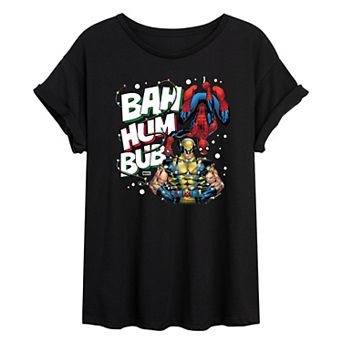 Juniors' Marvel Bah Hum Bub Oversized Tee