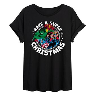 Juniors' Marvel Have A Super Christmas Oversized Tee