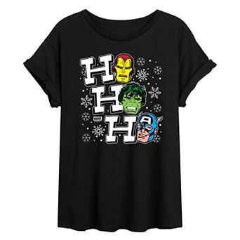 Juniors' Marvel Ho Ho Ho Oversized Tee