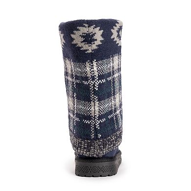MUK LUKS Cheryl Women's Plaid Knit Winter Boots