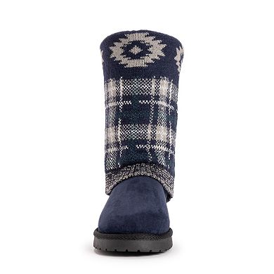 MUK LUKS Cheryl Women's Plaid Knit Winter Boots