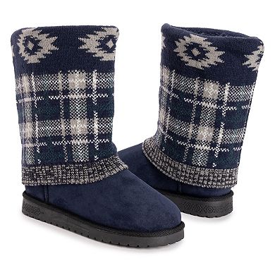 MUK LUKS Cheryl Women's Plaid Knit Winter Boots