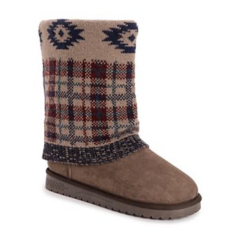 MUK LUKS Cheryl Women's Plaid Knit Winter Boots