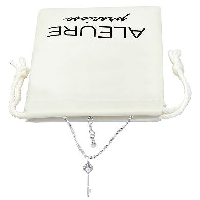 Aleure Precioso Sterling Silver Freshwater Cultured Pearl Clamshell Key Pendant Necklace