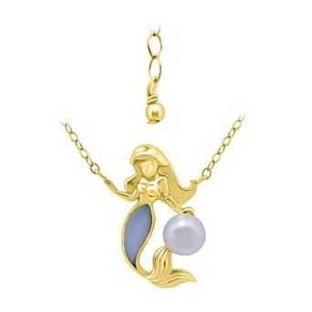Aleure Precioso Sterling Silver Abalone & Freshwater Cultured Pearl Mermaid Pendant Necklace