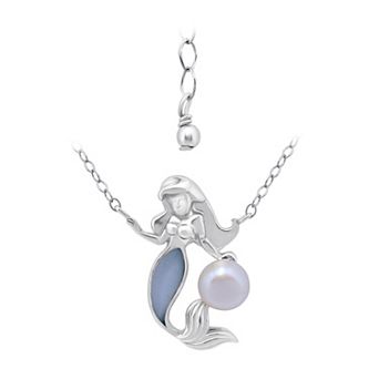 Aleure Precioso Sterling Silver Abalone & Freshwater Cultured Pearl Mermaid Pendant Necklace