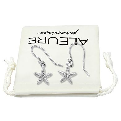 Aleure Precioso Sterling Silver Starfish Drop Fishhook Earrings