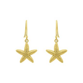 Aleure Precioso Sterling Silver Starfish Drop Fishhook Earrings