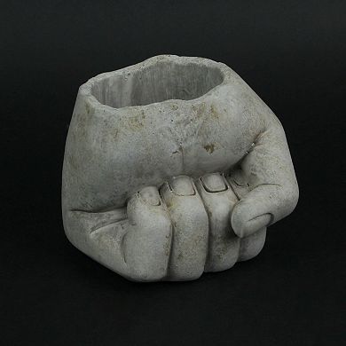 7 Inch Diameter Fist Bump Hand Concrete Plant Pot Planter / Candle Holder
