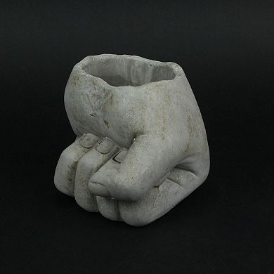 7 Inch Diameter Fist Bump Hand Concrete Plant Pot Planter / Candle Holder