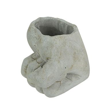 7 Inch Diameter Fist Bump Hand Concrete Plant Pot Planter / Candle Holder