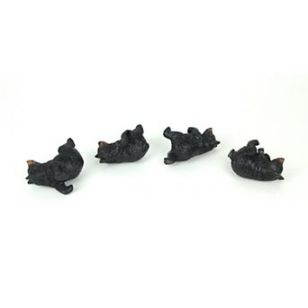 Set of 4 Black Bear Planter Pot Hanging Decorative Figurines Resin Plant Decor